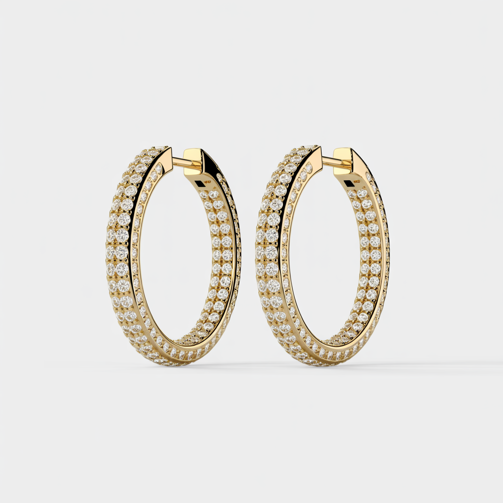Gold Diamond Hoop Earrings